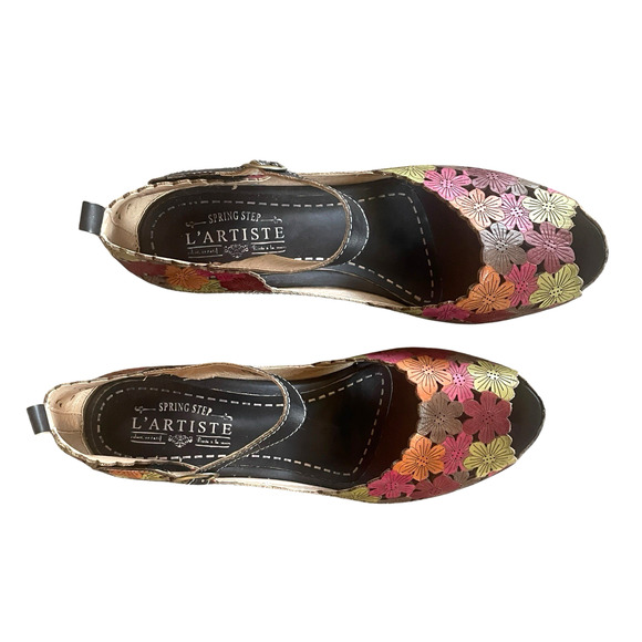 L'ARTISTE Spring Step Avnia Size 42 Multicolor Leather Autumn Leaves Sandals NEW - Picture 4 of 10